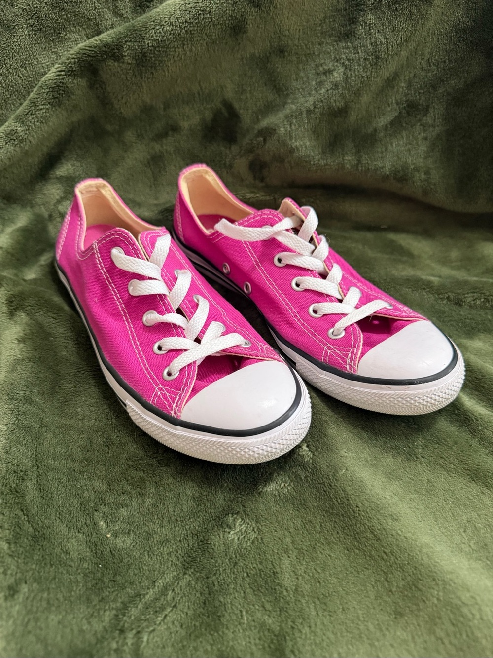Converse Low-Top Canvas Sneakers in Bright Pink with White Trim